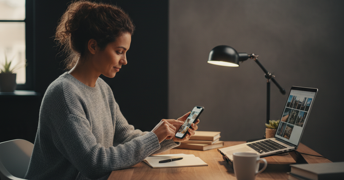 Como postar mais no Instagram sem ensaio toda semana — exemplo de banco de fotos com IA do MeuEstudio